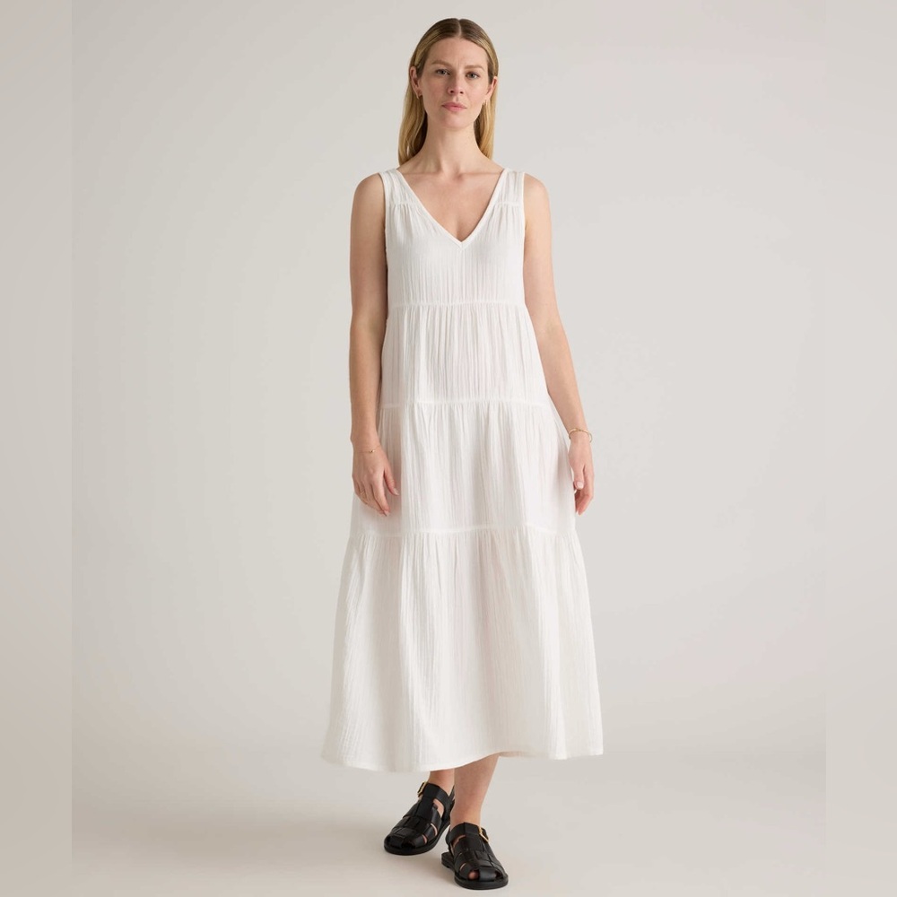 Beach Lunch Lounge Women's Round Neck Sleeveless Tiered Maxi Dress
